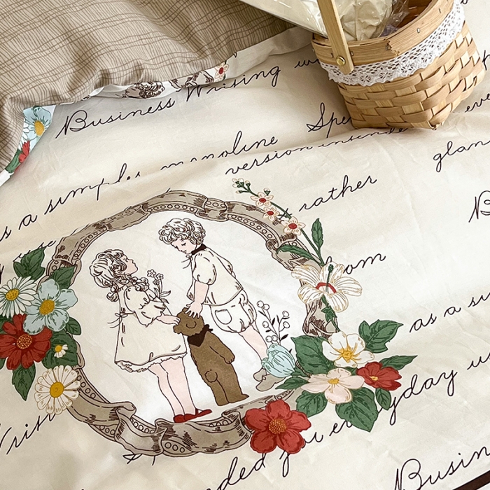 91家纺网 家纺一手货源 找家纺 昔可 2022新款英式庄园风全棉四件套 童年故事