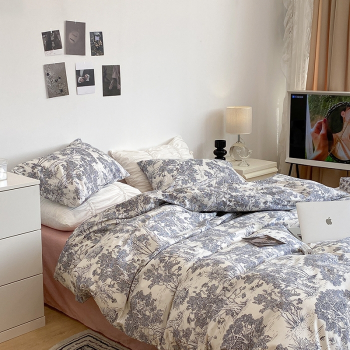 91家纺网 家纺一手货源 找家纺 昔可 2022新款英式庄园风全棉四件套 晚风