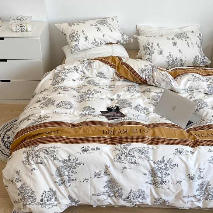 91家纺网 家纺一手货源 找家纺 昔可 2022新款英式庄园风全棉四件套 仲夏