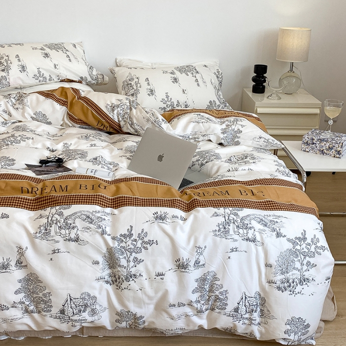 91家纺网 家纺一手货源 找家纺 昔可 2022新款英式庄园风全棉四件套 仲夏