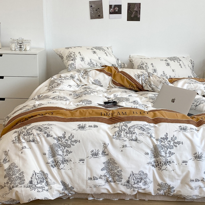 91家纺网 家纺一手货源 找家纺 昔可 2022新款英式庄园风全棉四件套 仲夏