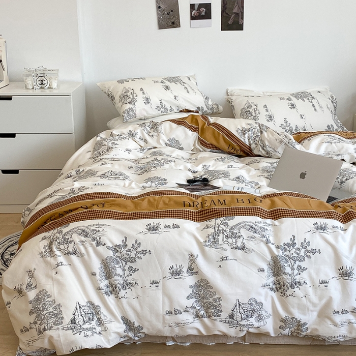 91家纺网 家纺一手货源 找家纺 昔可 2022新款英式庄园风全棉四件套 仲夏