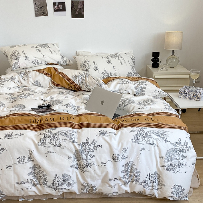 91家纺网 家纺一手货源 找家纺 昔可 2022新款英式庄园风全棉四件套 仲夏