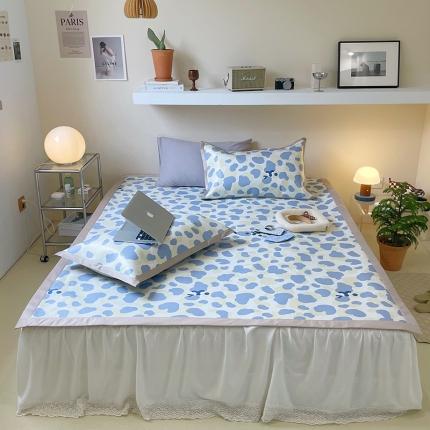 91家纺网 家纺一手货源 找家纺 昔可 2022新款900D数码印花冰藤养生席 奶牛笑脸