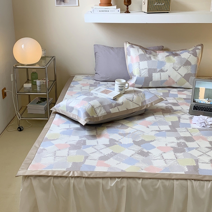 91家纺网 家纺一手货源 找家纺 昔可 2022新款900D数码印花冰藤养生席 彩色香香格