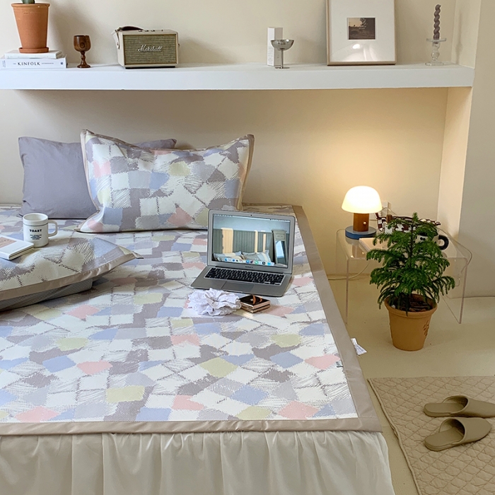 91家纺网 家纺一手货源 找家纺 昔可 2022新款900D数码印花冰藤养生席 彩色香香格