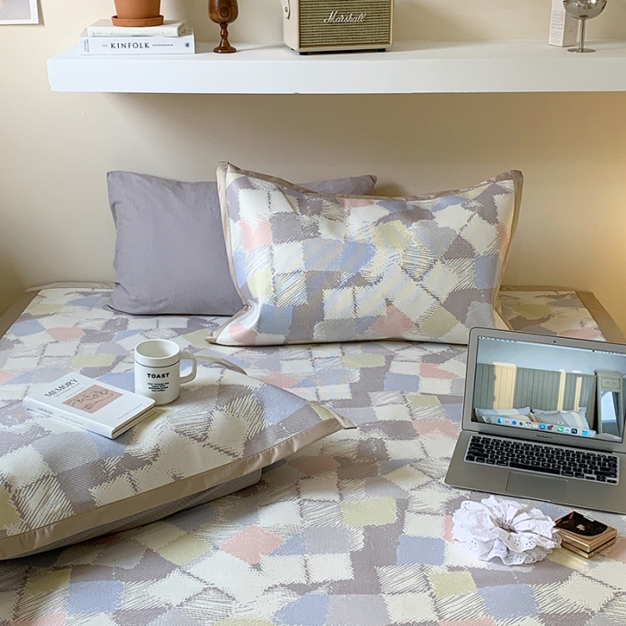 91家纺网 家纺一手货源 找家纺 昔可 2022新款900D数码印花冰藤养生席 彩色香香格