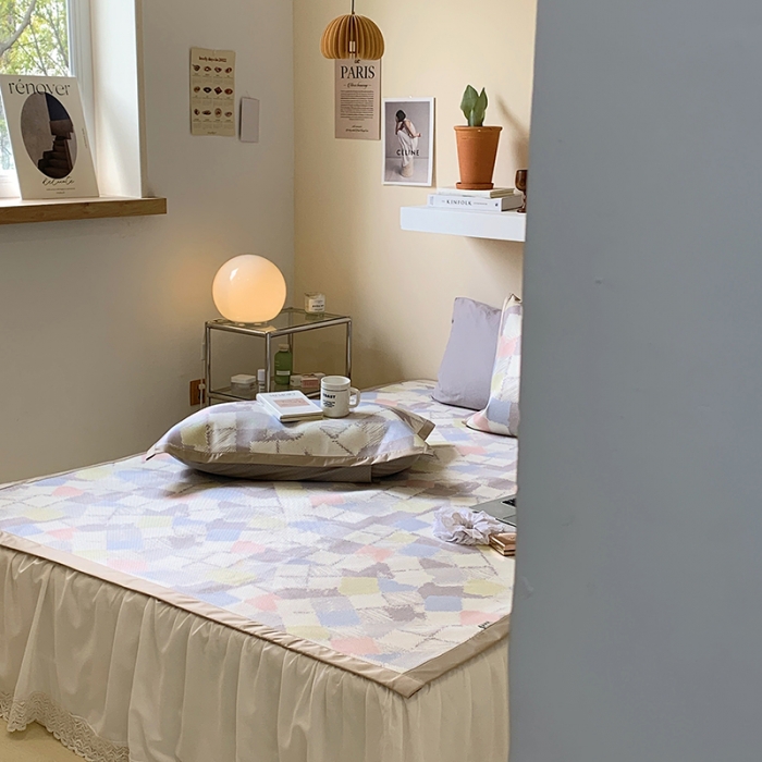 91家纺网 家纺一手货源 找家纺 昔可 2022新款900D数码印花冰藤养生席 彩色香香格