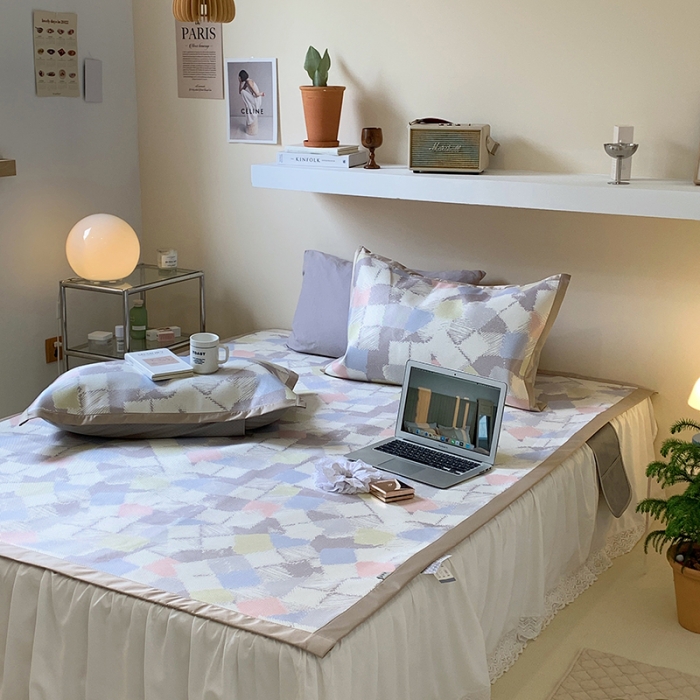 91家纺网 家纺一手货源 找家纺 昔可 2022新款900D数码印花冰藤养生席 彩色香香格