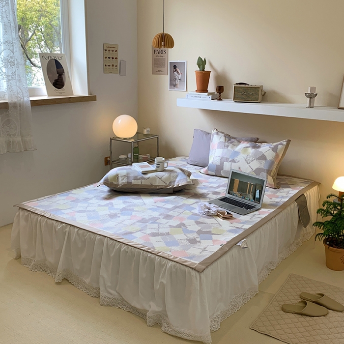 91家纺网 家纺一手货源 找家纺 昔可 2022新款900D数码印花冰藤养生席 彩色香香格