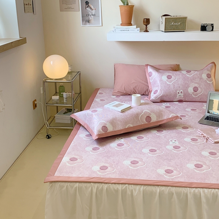 91家纺网 家纺一手货源 找家纺 昔可 2022新款900D数码印花冰藤养生席 粉花花兔