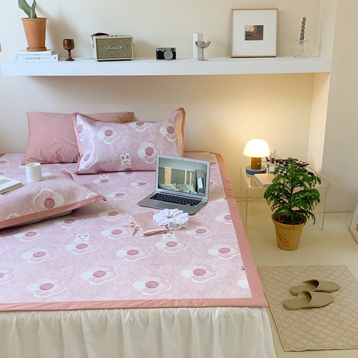 91家纺网 家纺一手货源 找家纺 昔可 2022新款900D数码印花冰藤养生席 粉花花兔