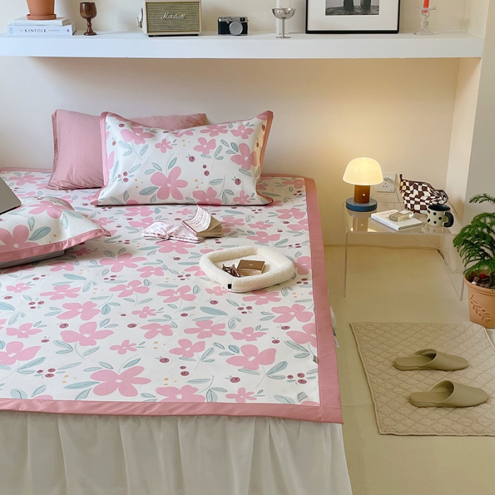 91家纺网 家纺一手货源 找家纺 昔可 2022新款900D数码印花冰藤养生席 粉色果实花