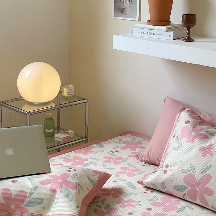 91家纺网 家纺一手货源 找家纺 昔可 2022新款900D数码印花冰藤养生席 粉色果实花