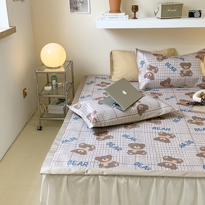 91家纺网 家纺一手货源 找家纺 昔可 2022新款900D数码印花冰藤养生席 格纹熊