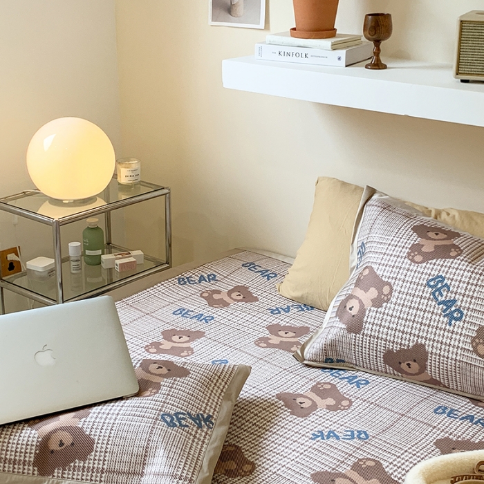 91家纺网 家纺一手货源 找家纺 昔可 2022新款900D数码印花冰藤养生席 格纹熊