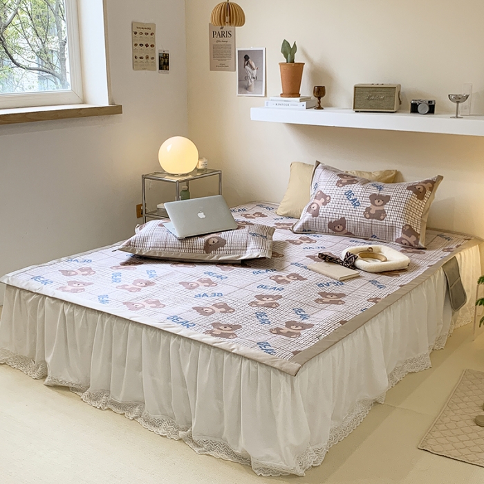 91家纺网 家纺一手货源 找家纺 昔可 2022新款900D数码印花冰藤养生席 格纹熊