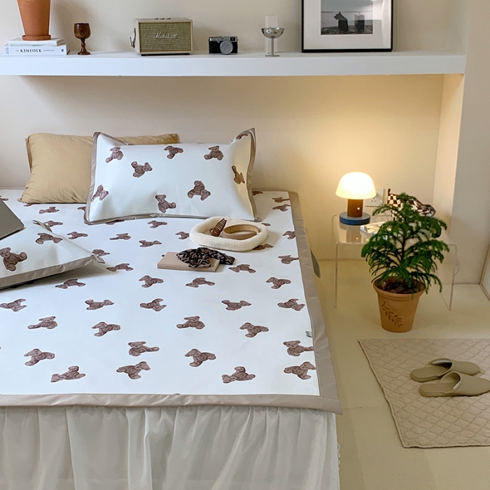 91家纺网 家纺一手货源 找家纺 昔可 2022新款900D数码印花冰藤养生席 韩国小熊