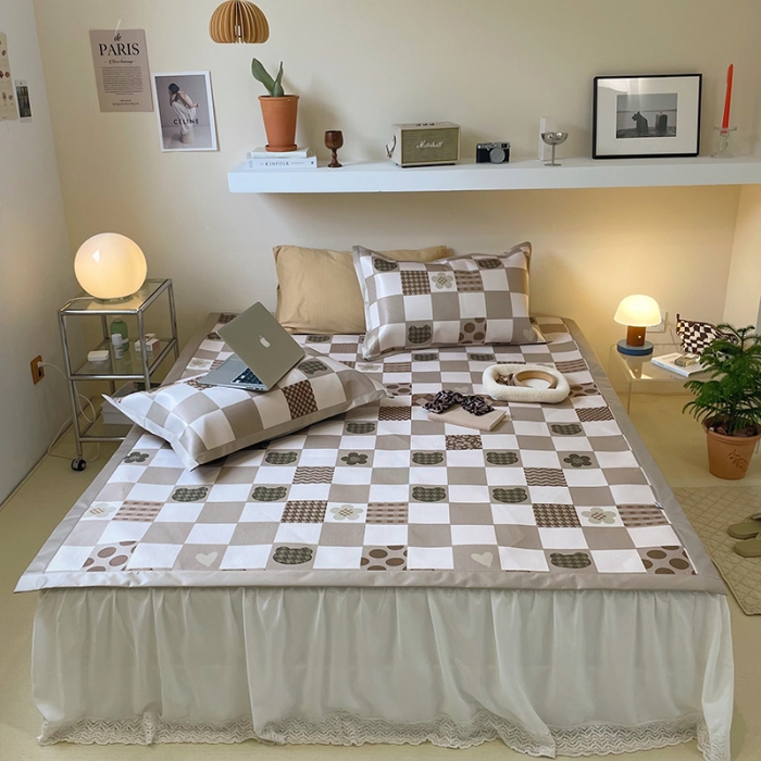 91家纺网 家纺一手货源 找家纺 昔可 2022新款900D数码印花冰藤养生席 棋盘熊