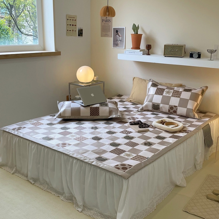 91家纺网 家纺一手货源 找家纺 昔可 2022新款900D数码印花冰藤养生席 棋盘熊