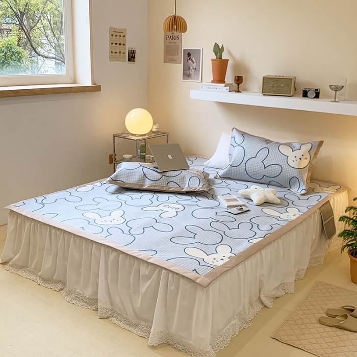 91家纺网 家纺一手货源 找家纺 昔可 2022新款900D数码印花冰藤养生席 千鸟格兔