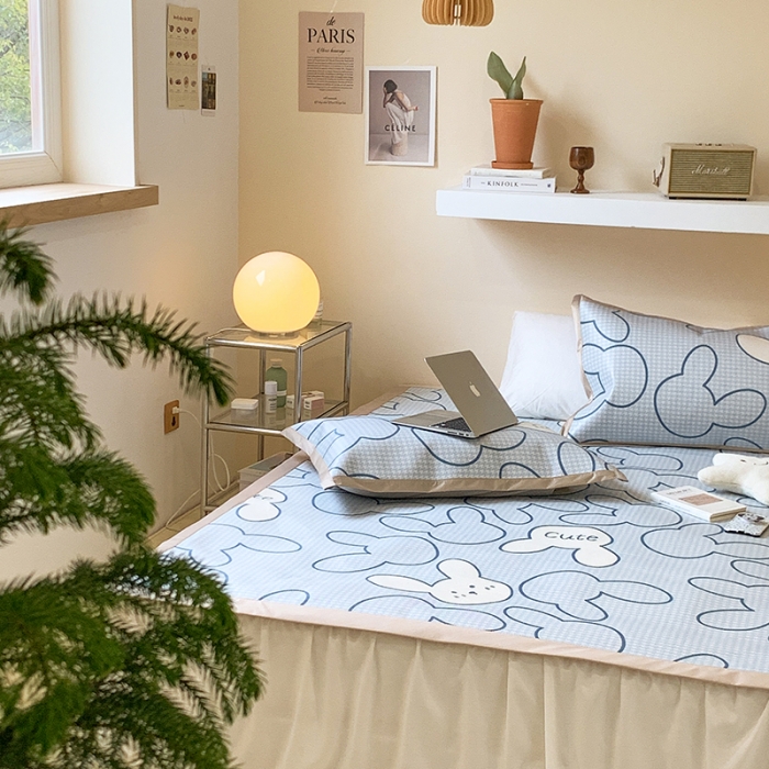 91家纺网 家纺一手货源 找家纺 昔可 2022新款900D数码印花冰藤养生席 千鸟格兔