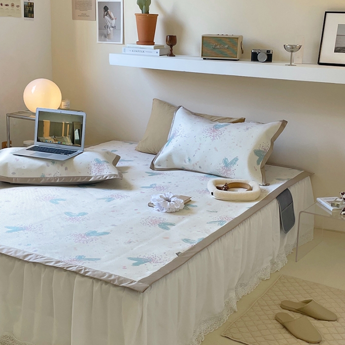 91家纺网 家纺一手货源 找家纺 昔可 2022新款900D数码印花冰藤养生席 水彩爱心