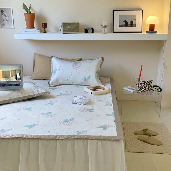 91家纺网 家纺一手货源 找家纺 昔可 2022新款900D数码印花冰藤养生席 水彩爱心