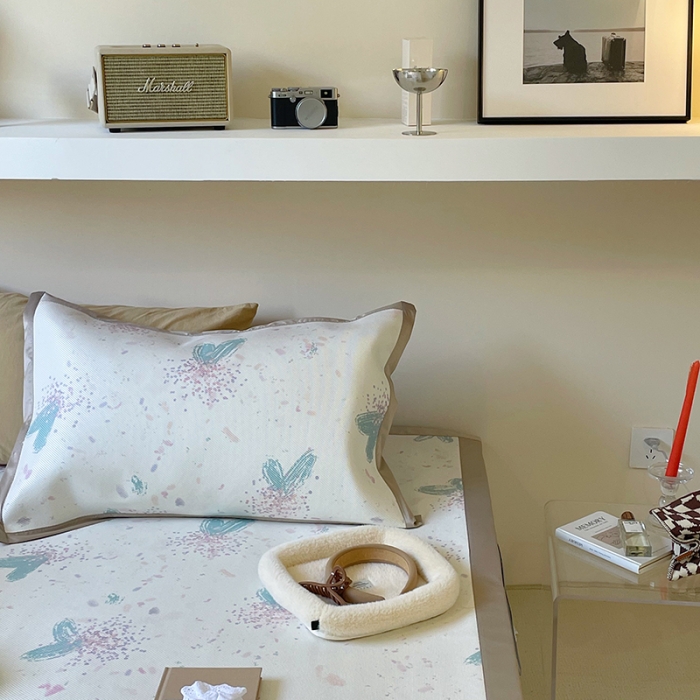 91家纺网 家纺一手货源 找家纺 昔可 2022新款900D数码印花冰藤养生席 水彩爱心