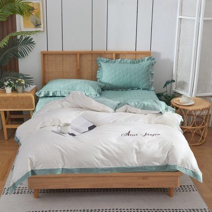 91家纺网 家纺一手货源 找家纺 （总）爱妮玖玖 素拼夹棉床笠四件套