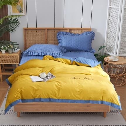 91家纺网 家纺一手货源 找家纺 （总）爱妮玖玖 素拼夹棉床笠四件套