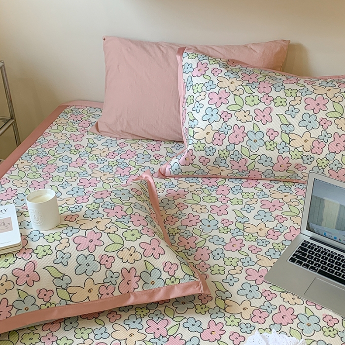 91家纺网 家纺一手货源 找家纺 昔可 2022新款900D数码印花冰藤养生席 夏日小花