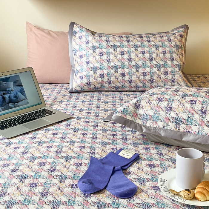 91家纺网 家纺一手货源 找家纺 昔可 2022新款900D数码印花冰藤养生席 香香紫