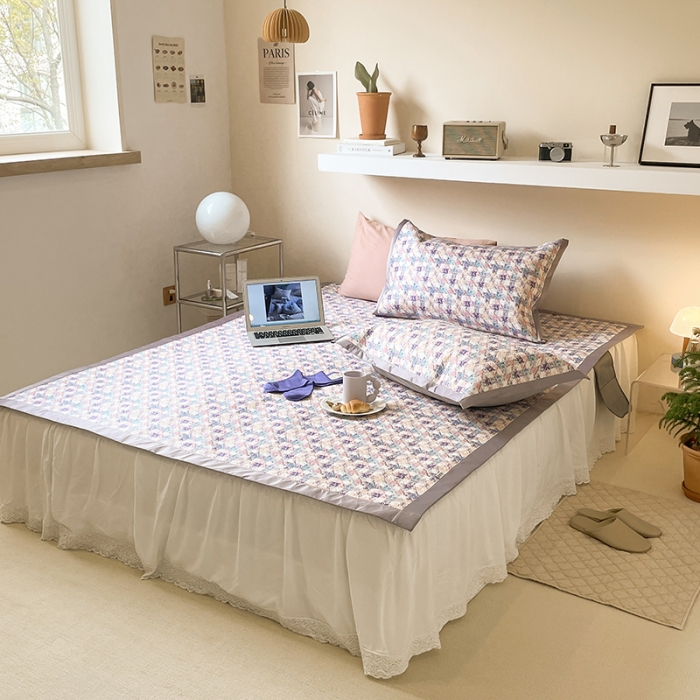 91家纺网 家纺一手货源 找家纺 昔可 2022新款900D数码印花冰藤养生席 香香紫