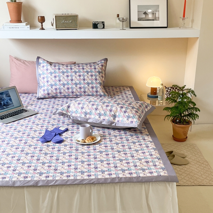 91家纺网 家纺一手货源 找家纺 昔可 2022新款900D数码印花冰藤养生席 香香紫