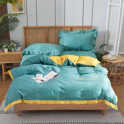 91家纺网 家纺一手货源 找家纺 （总）爱妮玖玖 素拼夹棉床笠四件套