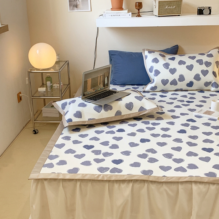 91家纺网 家纺一手货源 找家纺 昔可 2022新款900D数码印花冰藤养生席 小爱心蓝