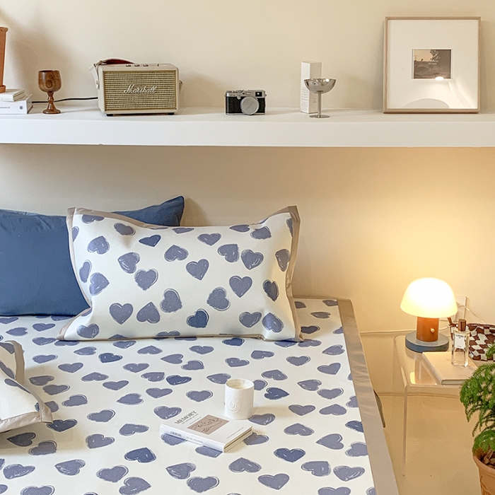 91家纺网 家纺一手货源 找家纺 昔可 2022新款900D数码印花冰藤养生席 小爱心蓝