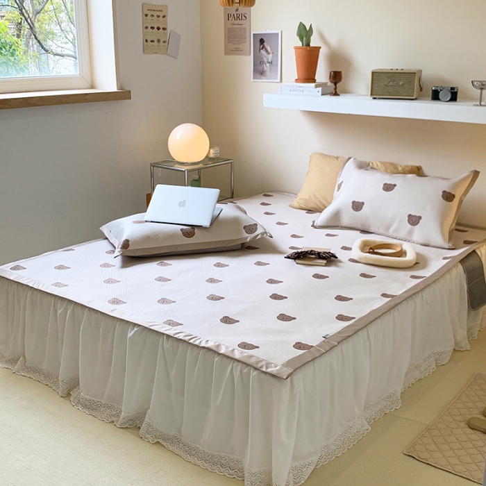 91家纺网 家纺一手货源 找家纺 昔可 2022新款900D数码印花冰藤养生席 小小熊头