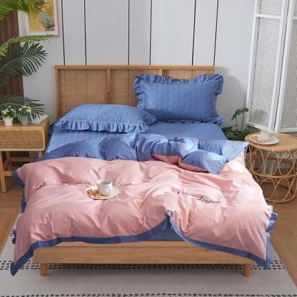 91家纺网 家纺一手货源 找家纺 （总）爱妮玖玖 素拼夹棉床笠四件套