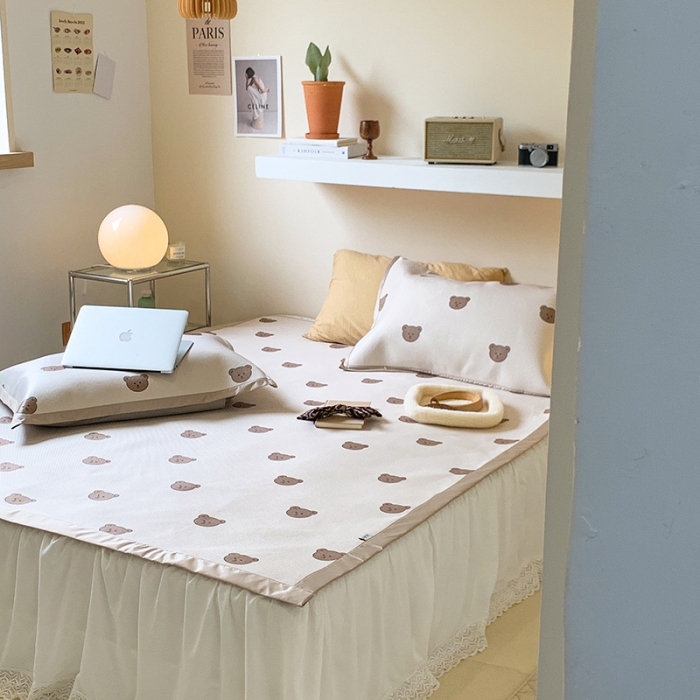 91家纺网 家纺一手货源 找家纺 昔可 2022新款900D数码印花冰藤养生席 小小熊头