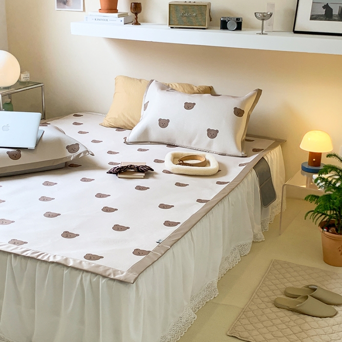 91家纺网 家纺一手货源 找家纺 昔可 2022新款900D数码印花冰藤养生席 小小熊头