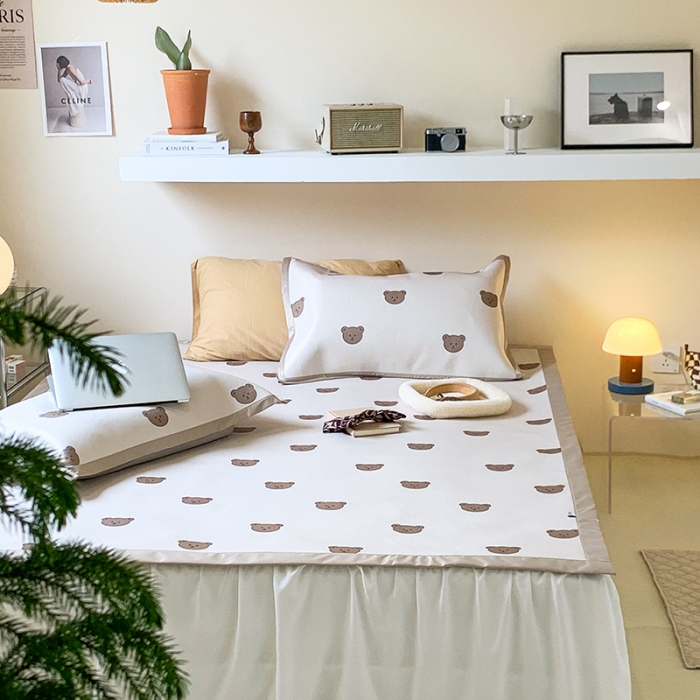 91家纺网 家纺一手货源 找家纺 昔可 2022新款900D数码印花冰藤养生席 小小熊头