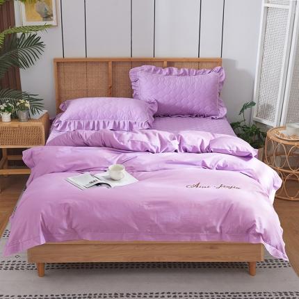 91家纺网 家纺一手货源 找家纺 （总）爱妮玖玖 素拼夹棉床笠四件套