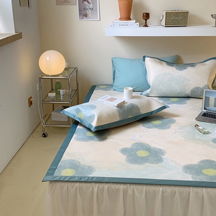 91家纺网 家纺一手货源 找家纺 昔可 2022新款900D数码印花冰藤养生席 写意蓝花