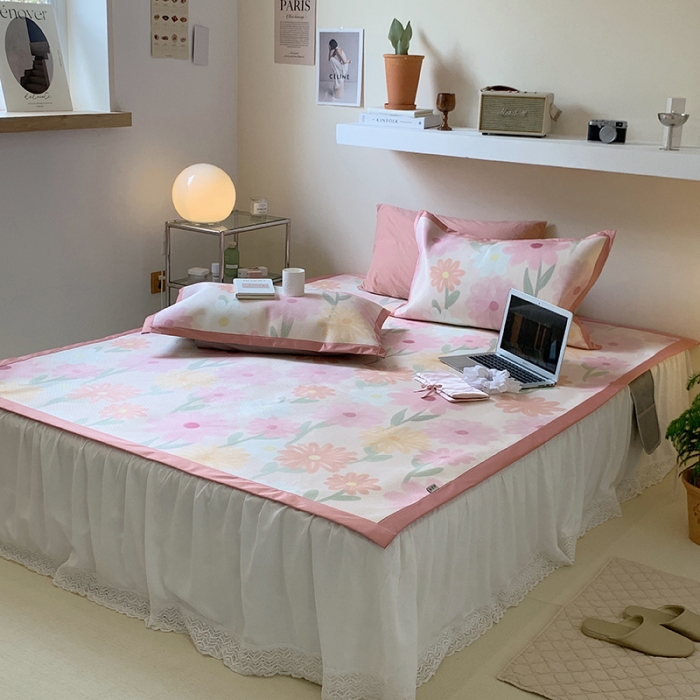 91家纺网 家纺一手货源 找家纺 昔可 2022新款900D数码印花冰藤养生席 油画粉花