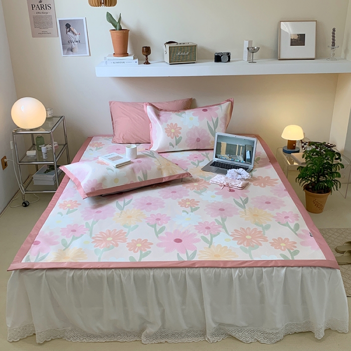 91家纺网 家纺一手货源 找家纺 昔可 2022新款900D数码印花冰藤养生席 油画粉花