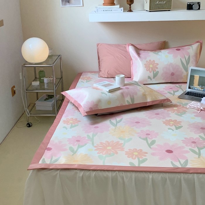 91家纺网 家纺一手货源 找家纺 昔可 2022新款900D数码印花冰藤养生席 油画粉花