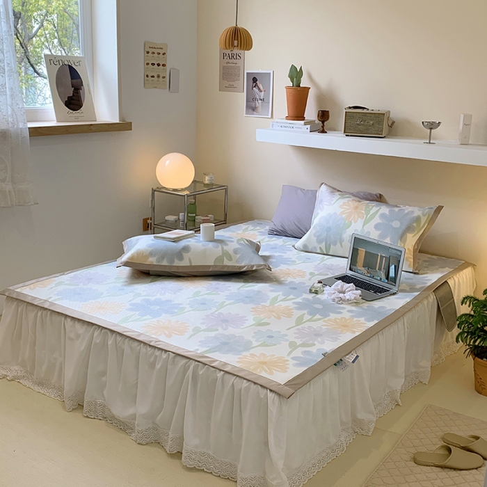 91家纺网 家纺一手货源 找家纺 昔可 2022新款900D数码印花冰藤养生席 油画兰花