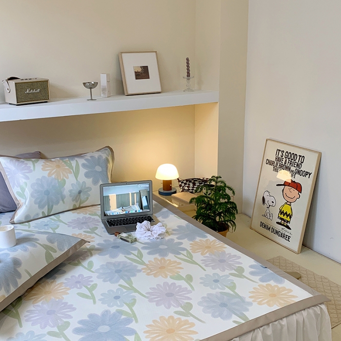 91家纺网 家纺一手货源 找家纺 昔可 2022新款900D数码印花冰藤养生席 油画兰花